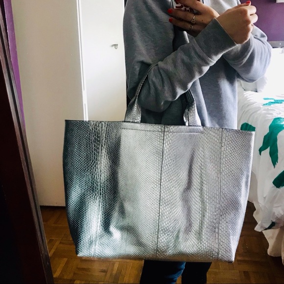 Reed Krakoff Silver snakeskin tote shopper - Picture 7 of 7